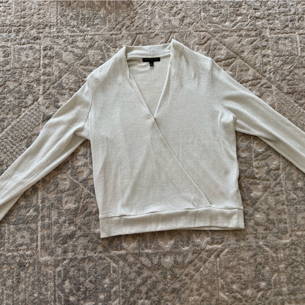 Banana Republic Shimmering Cream V-Neck Top
